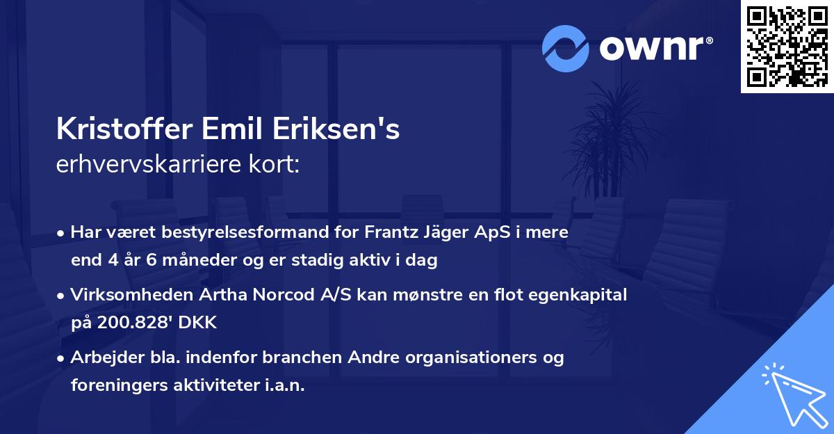 Kristoffer Emil Eriksen's erhvervskarriere kort