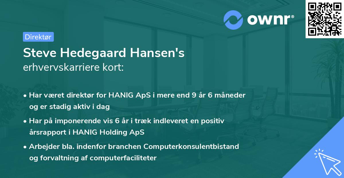 Steve Hedegaard Hansen's erhvervskarriere kort
