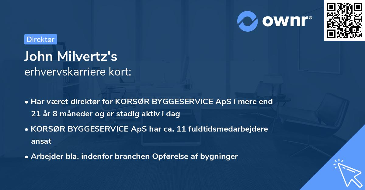 John Milvertz's erhvervskarriere kort