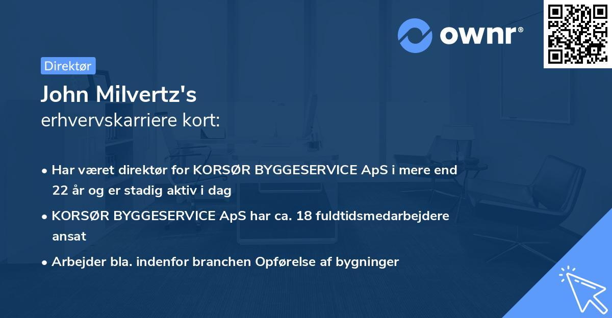 John Milvertz's erhvervskarriere kort