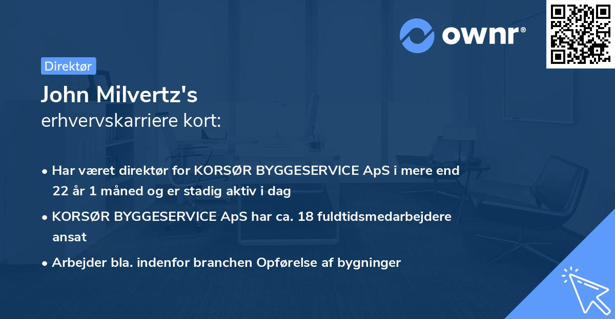 John Milvertz's erhvervskarriere kort