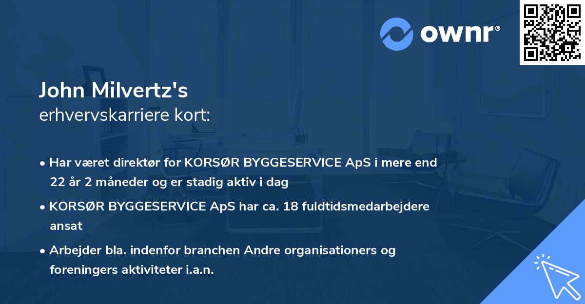 John Milvertz's erhvervskarriere kort