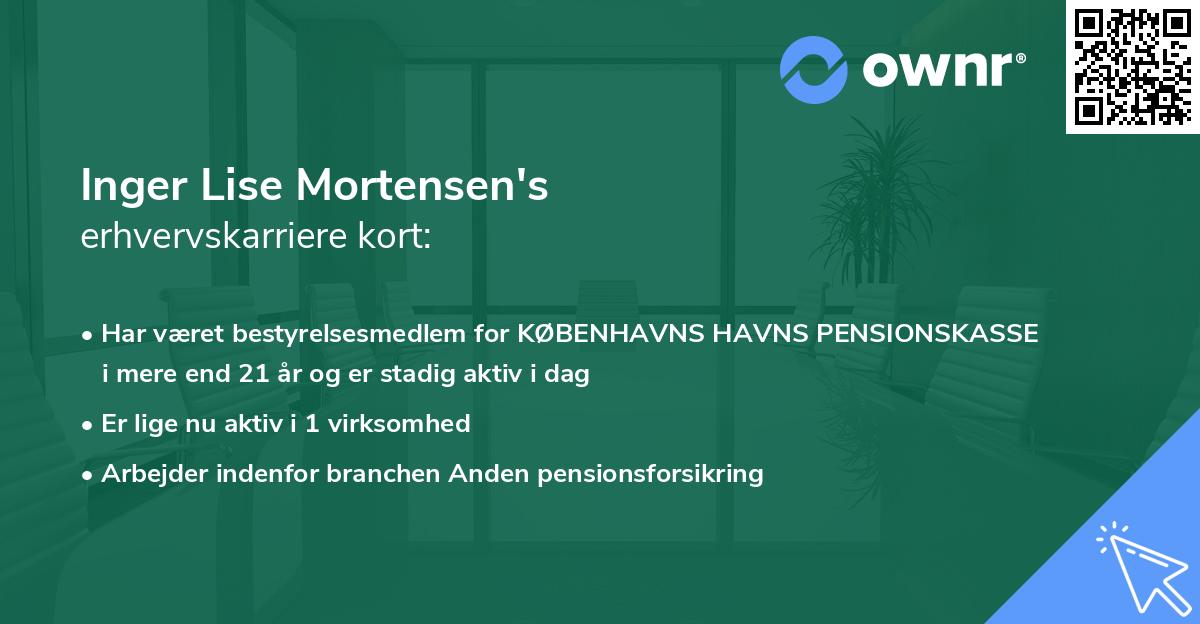 Inger Lise Mortensen's erhvervskarriere kort