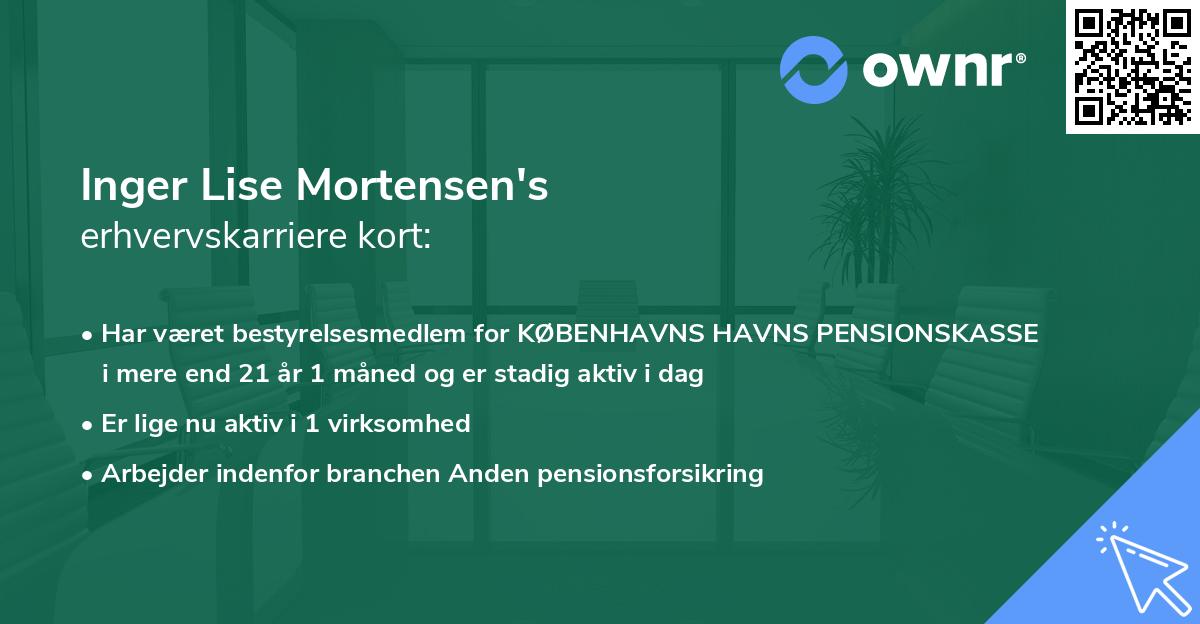 Inger Lise Mortensen's erhvervskarriere kort