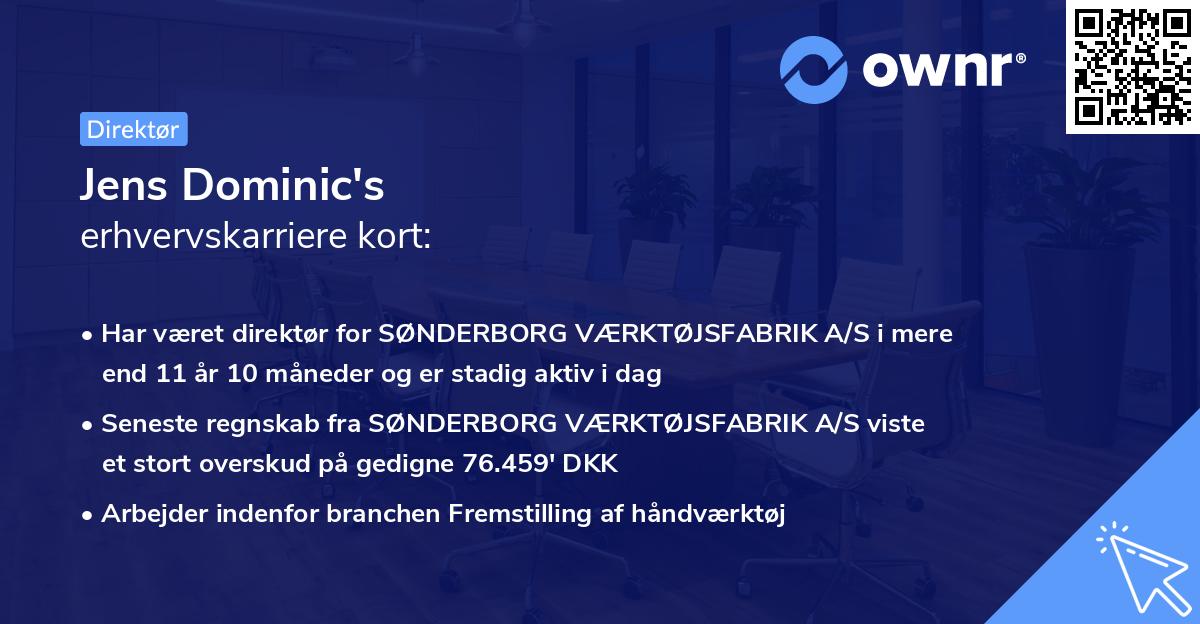 Jens Dominic's erhvervskarriere kort