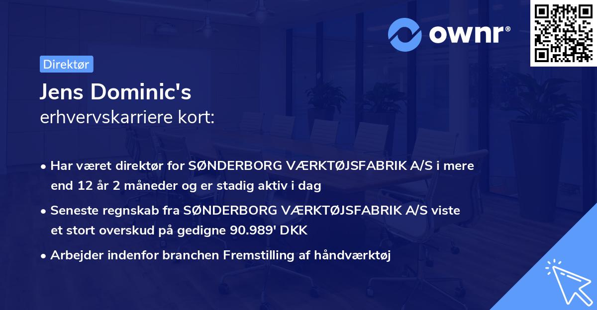 Jens Dominic's erhvervskarriere kort