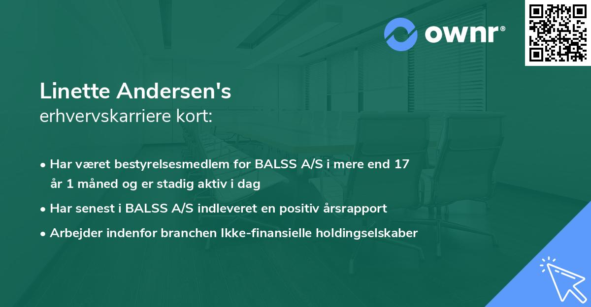 Linette Andersen's erhvervskarriere kort