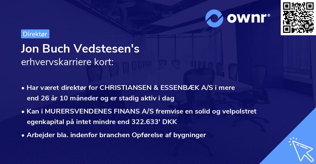 Jon Buch Vedstesen's erhvervskarriere kort