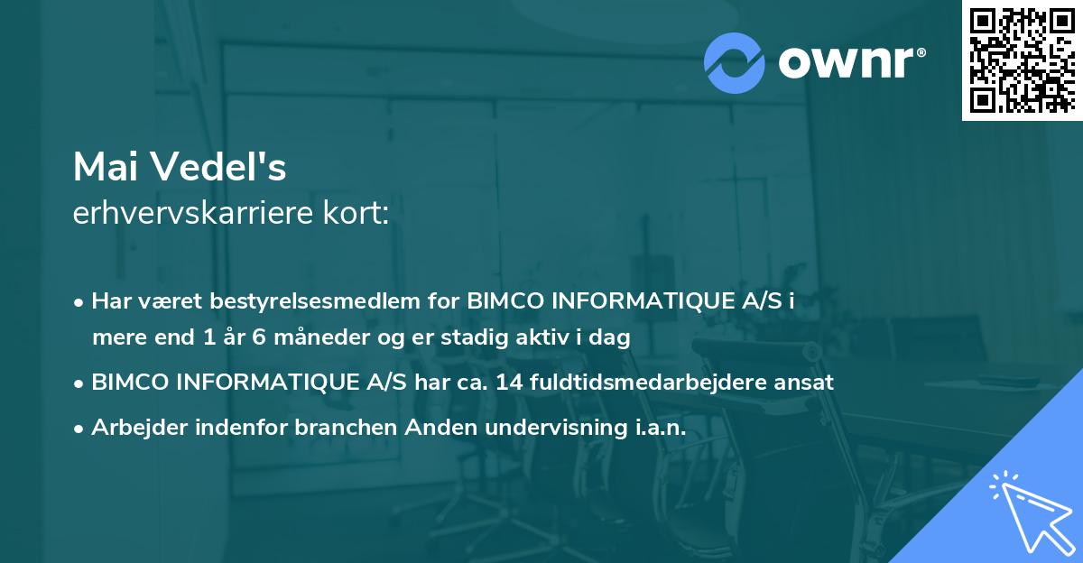 Mai Vedel's erhvervskarriere kort