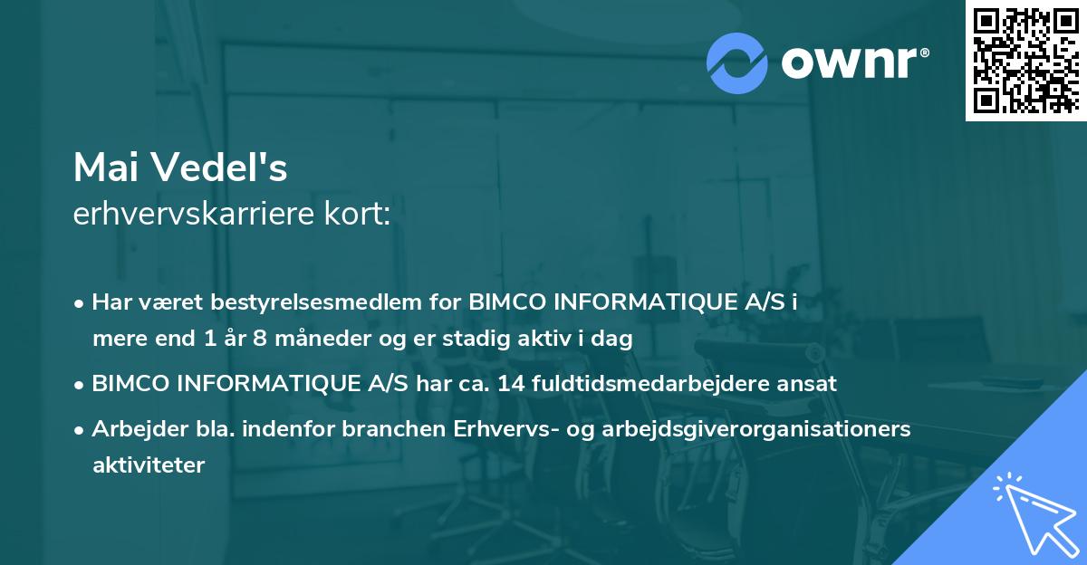 Mai Vedel's erhvervskarriere kort