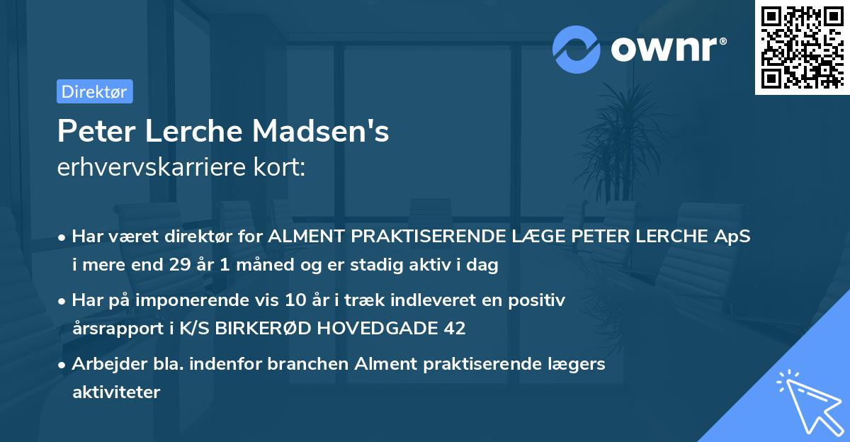 Peter Lerche Madsen's erhvervskarriere kort