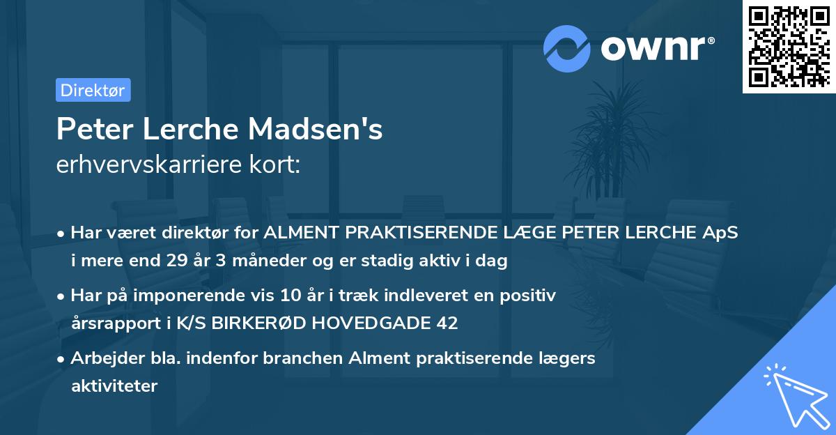 Peter Lerche Madsen's erhvervskarriere kort