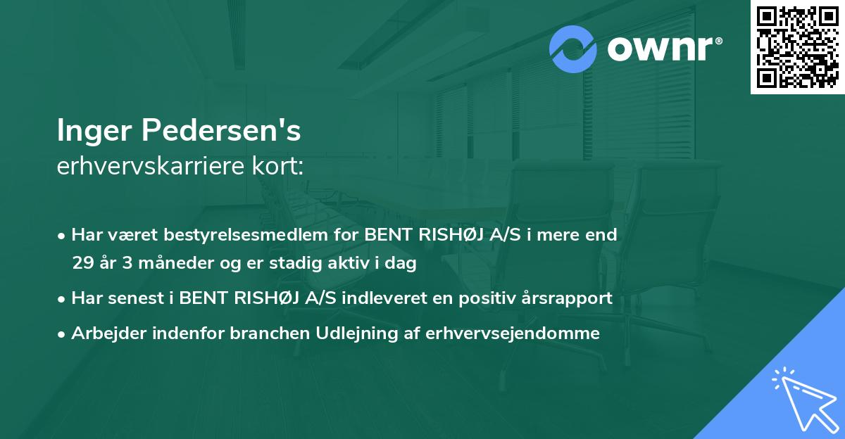 Inger Pedersen's erhvervskarriere kort