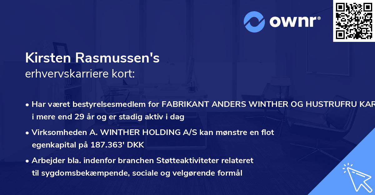 Kirsten Rasmussen's erhvervskarriere kort