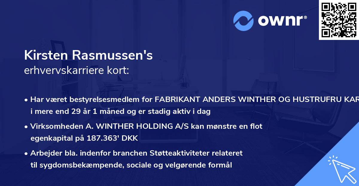 Kirsten Rasmussen's erhvervskarriere kort