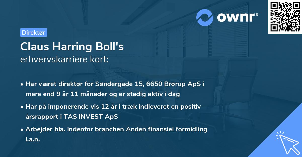 Claus Harring Boll's erhvervskarriere kort