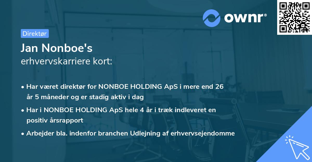 Jan Nonboe's erhvervskarriere kort