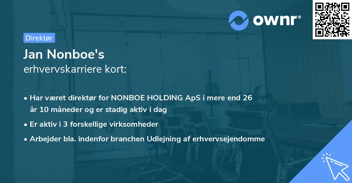 Jan Nonboe's erhvervskarriere kort