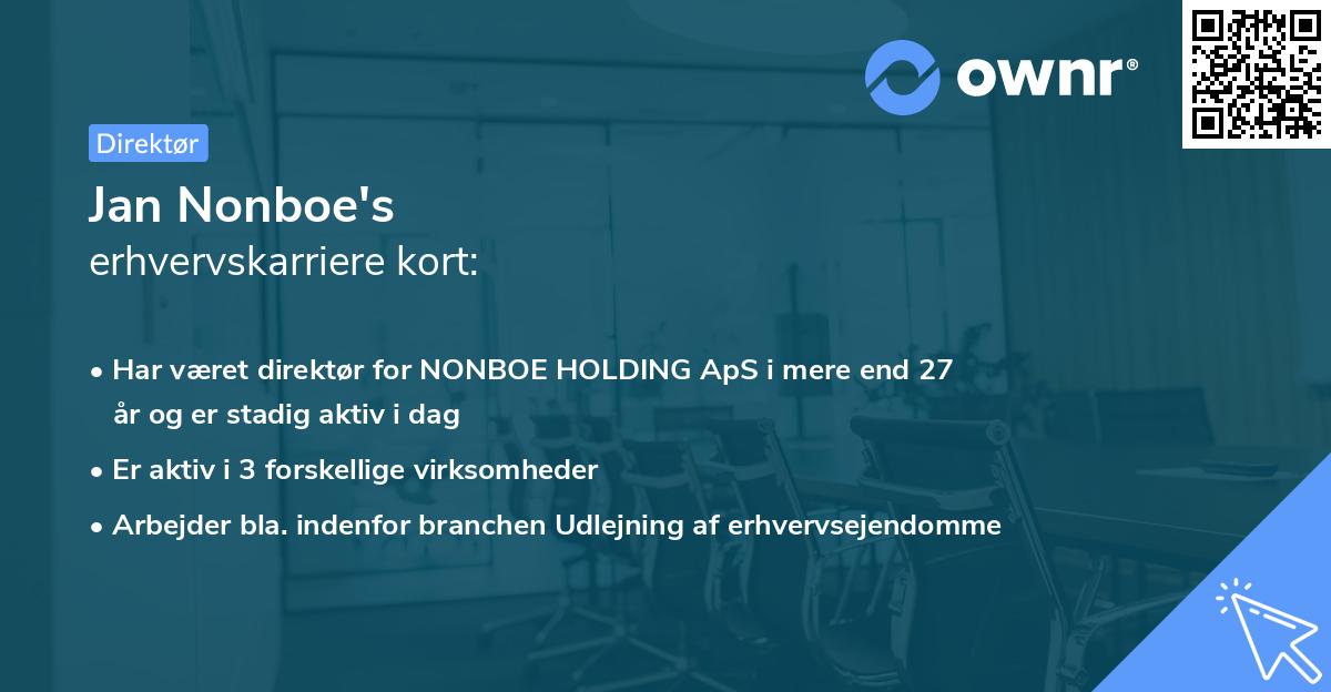 Jan Nonboe's erhvervskarriere kort