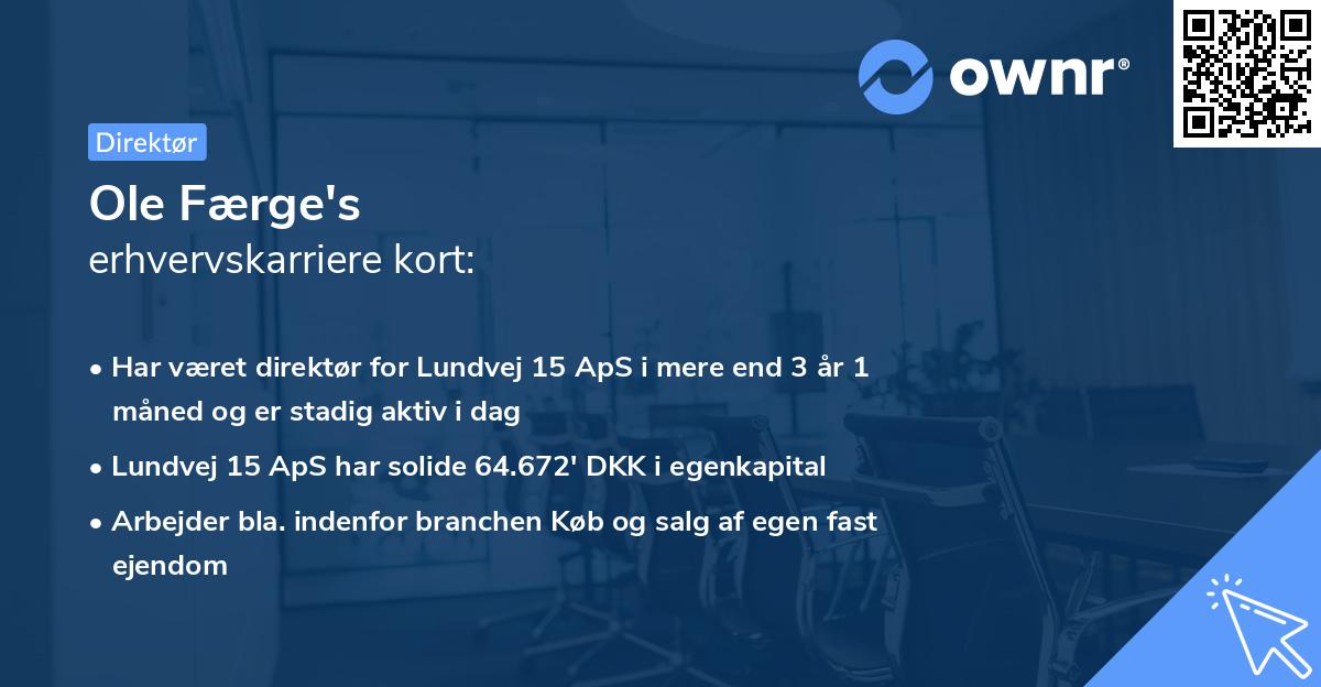 Ole Færge's erhvervskarriere kort