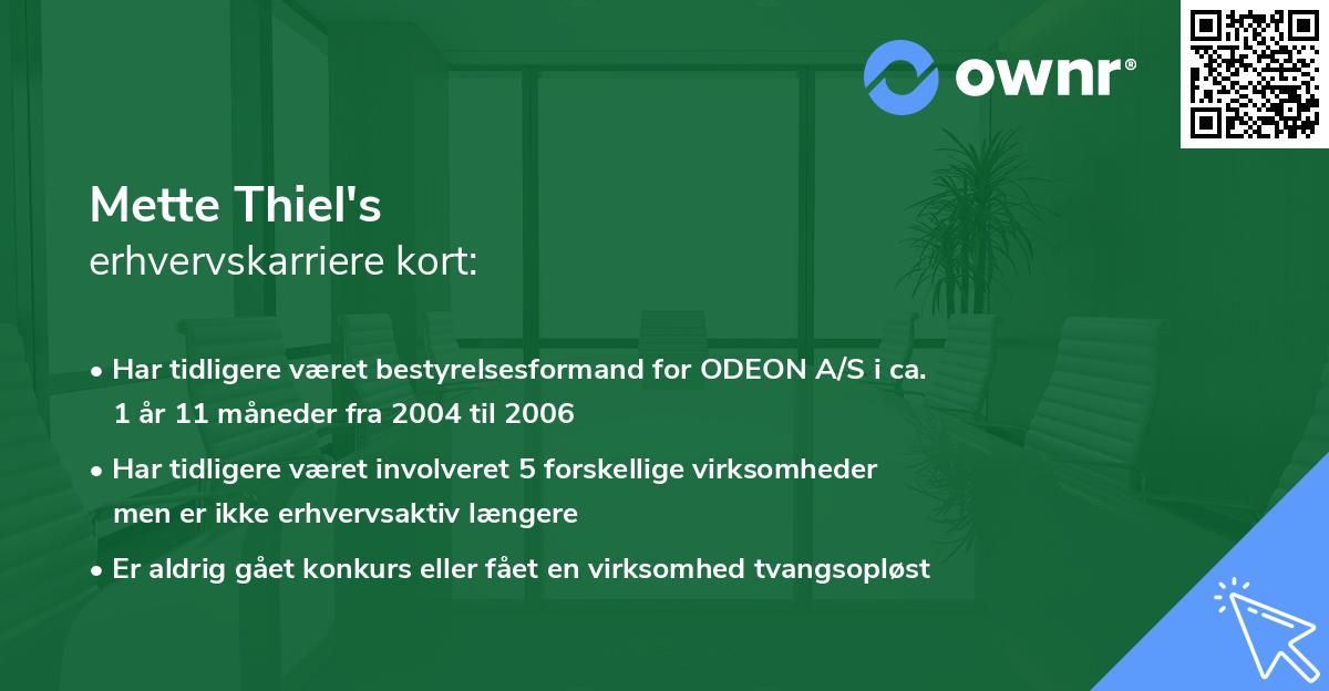 Mette Thiel's erhvervskarriere kort