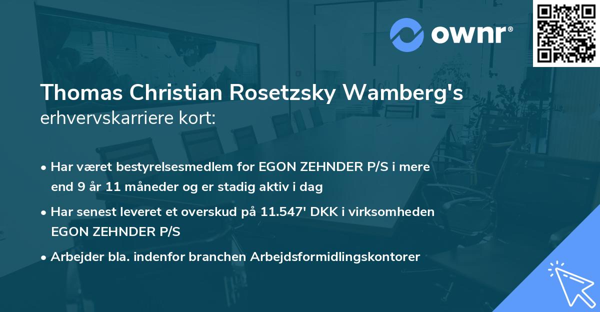 Thomas Christian Rosetzsky Wamberg's erhvervskarriere kort