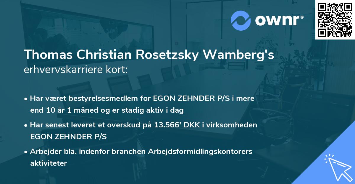 Thomas Christian Rosetzsky Wamberg's erhvervskarriere kort