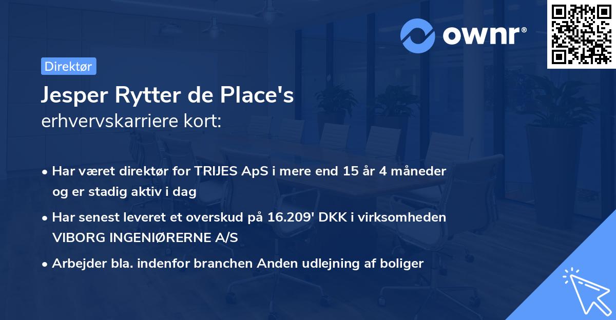 Jesper Rytter de Place's erhvervskarriere kort
