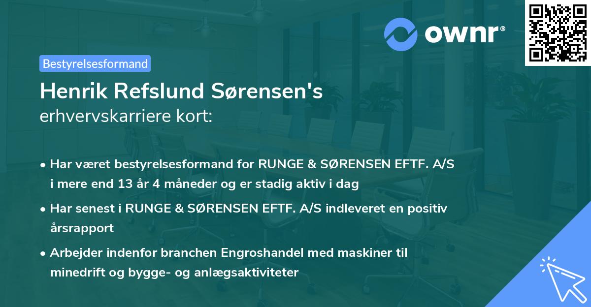 Henrik Refslund Sørensen's erhvervskarriere kort