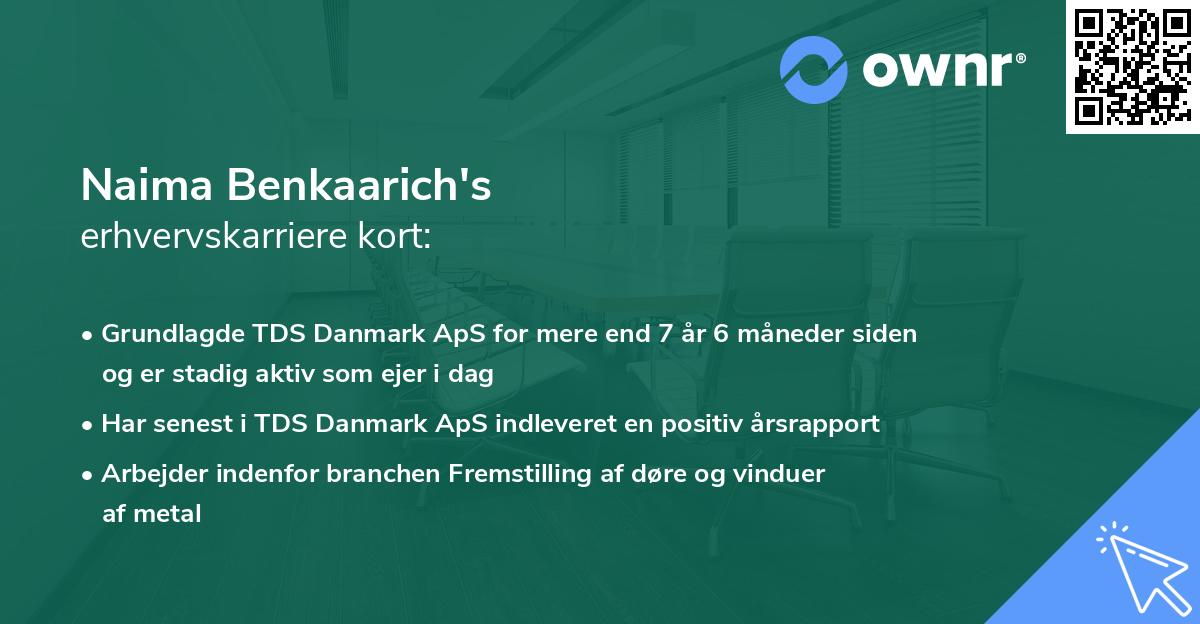 Naima Benkaarich's erhvervskarriere kort