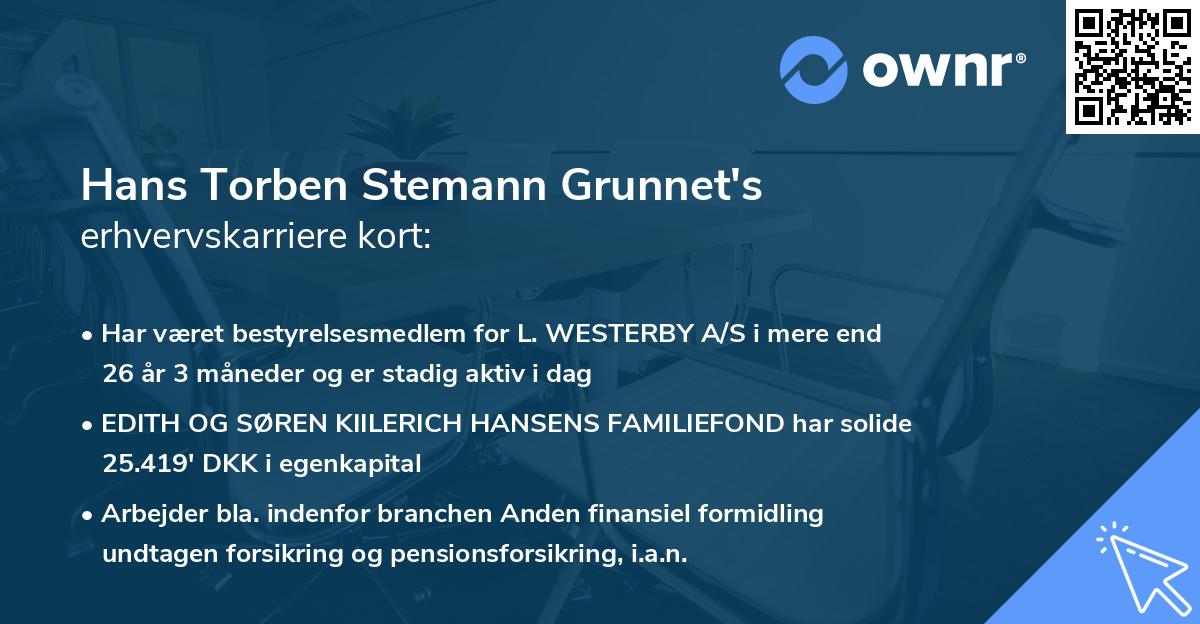 Hans Torben Stemann Grunnet's erhvervskarriere kort