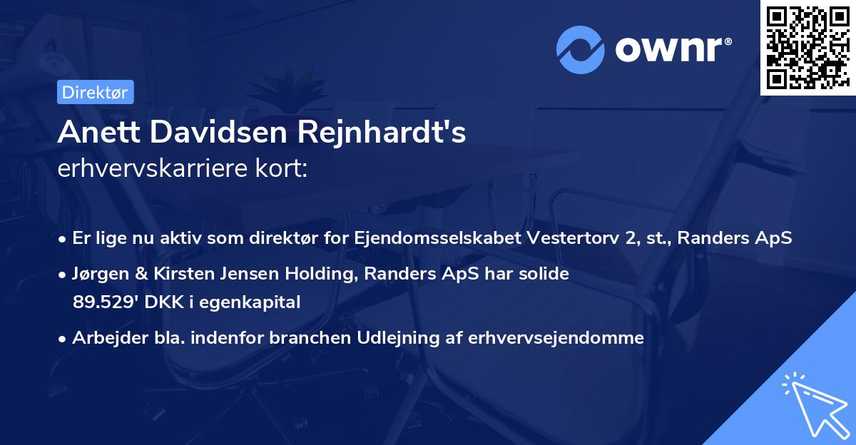 Anett Davidsen Rejnhardt's erhvervskarriere kort