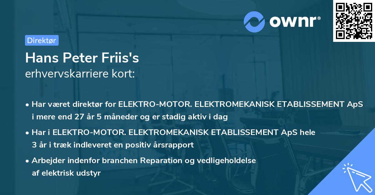 Hans Peter Friis's erhvervskarriere kort