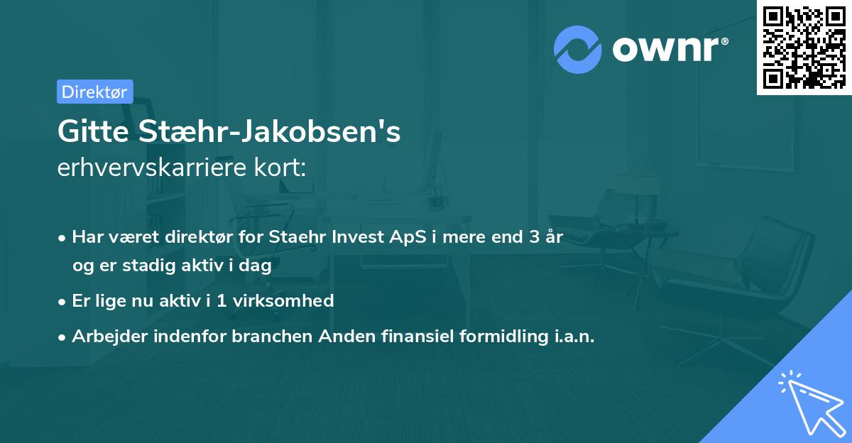 Gitte Stæhr-Jakobsen's erhvervskarriere kort