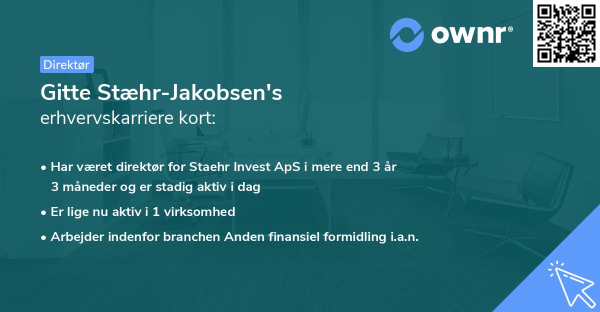 Gitte Stæhr-Jakobsen's erhvervskarriere kort
