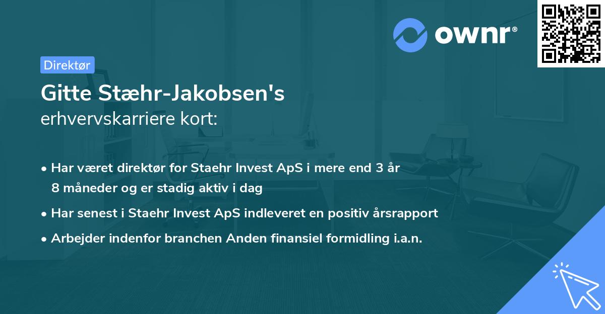 Gitte Stæhr-Jakobsen's erhvervskarriere kort