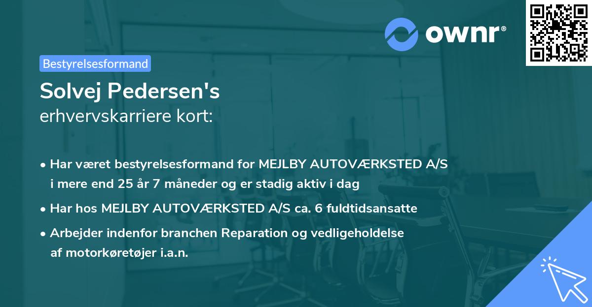 Solvej Pedersen's erhvervskarriere kort