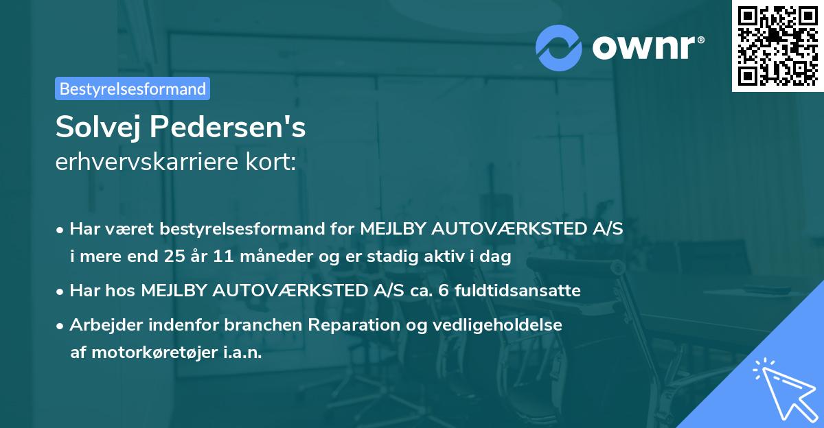 Solvej Pedersen's erhvervskarriere kort