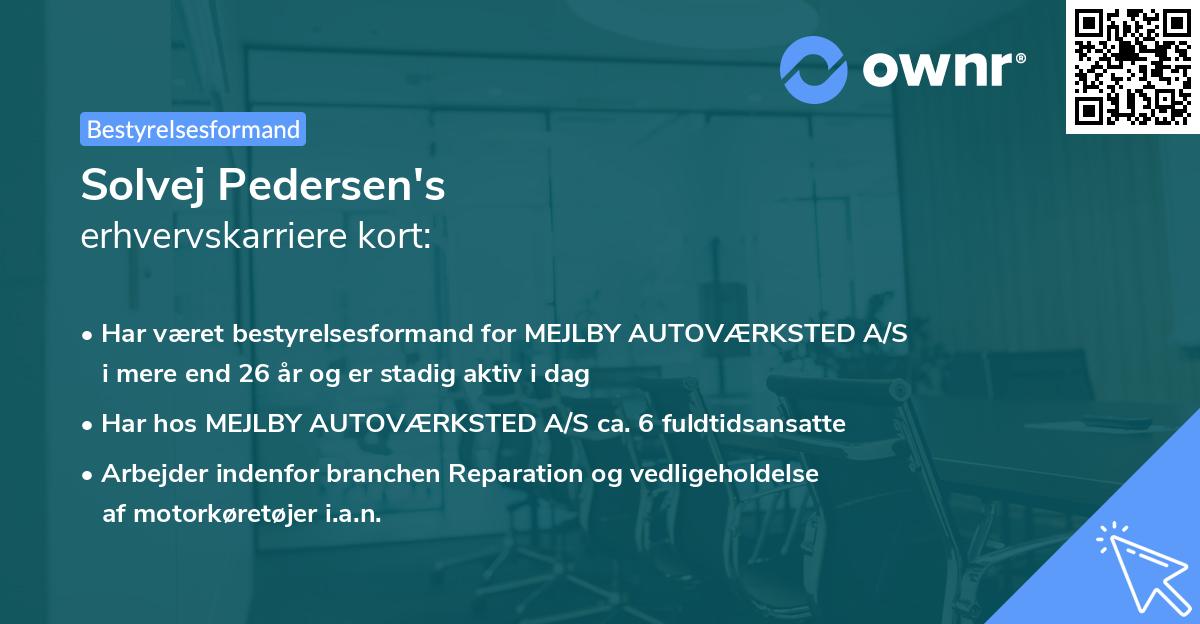 Solvej Pedersen's erhvervskarriere kort