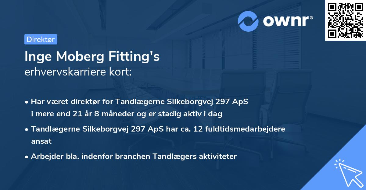 Inge Moberg Fitting's erhvervskarriere kort