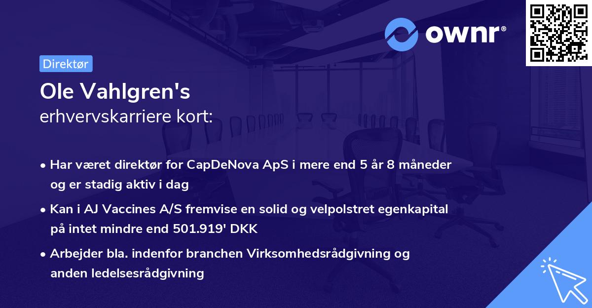 Ole Vahlgren's erhvervskarriere kort