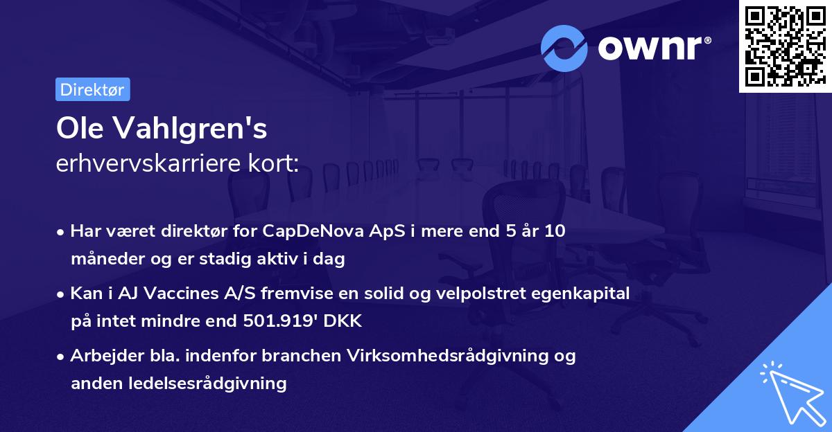 Ole Vahlgren's erhvervskarriere kort