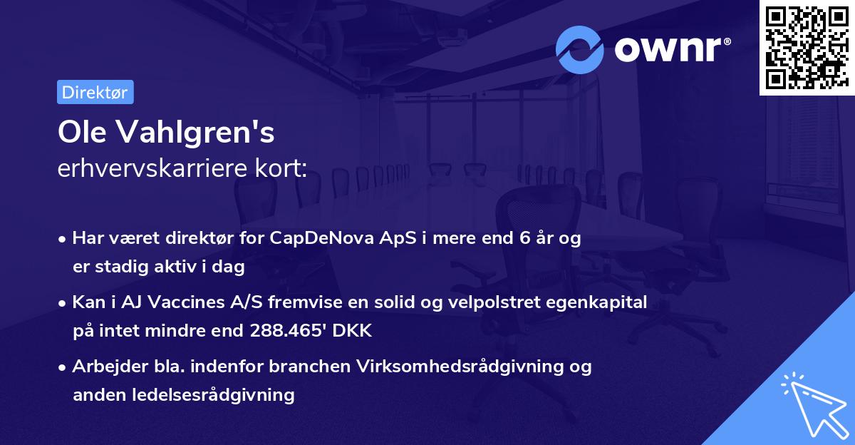 Ole Vahlgren's erhvervskarriere kort