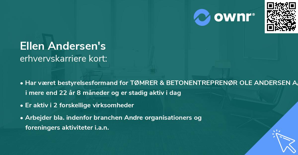 Ellen Andersen's erhvervskarriere kort