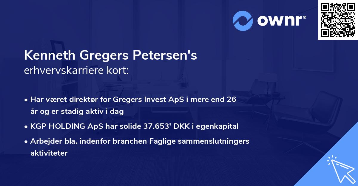 Kenneth Gregers Petersen's erhvervskarriere kort
