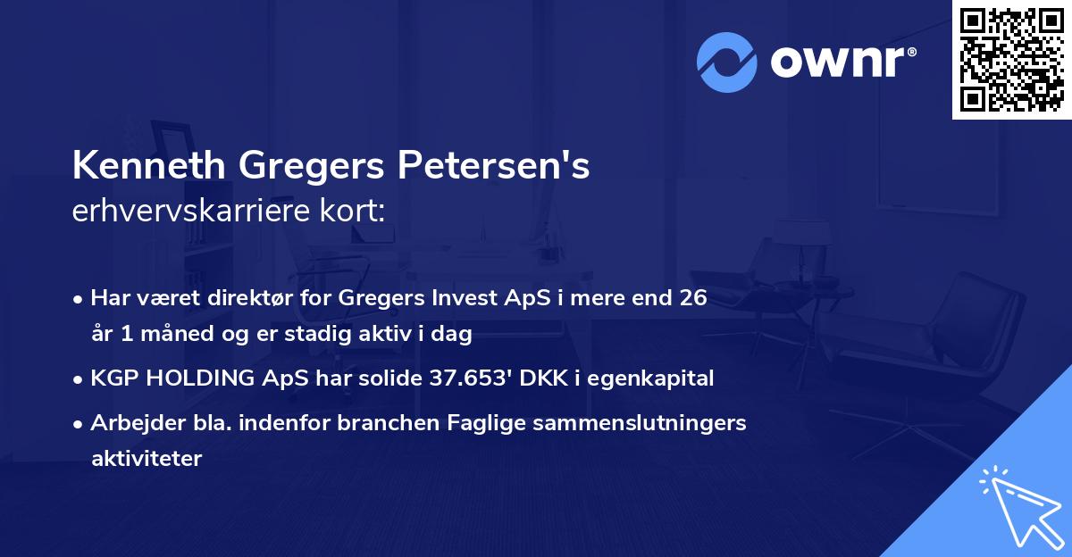 Kenneth Gregers Petersen's erhvervskarriere kort