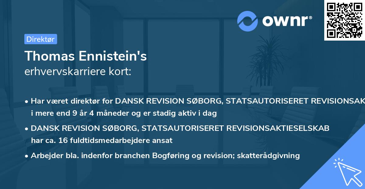 Thomas Ennistein's erhvervskarriere kort