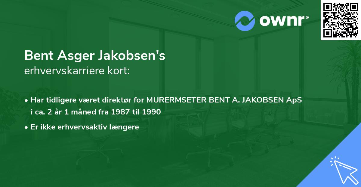 Bent Asger Jakobsen's erhvervskarriere kort
