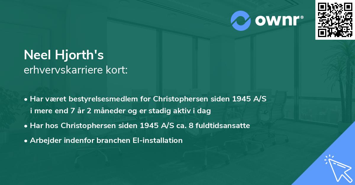 Neel Hjorth's erhvervskarriere kort