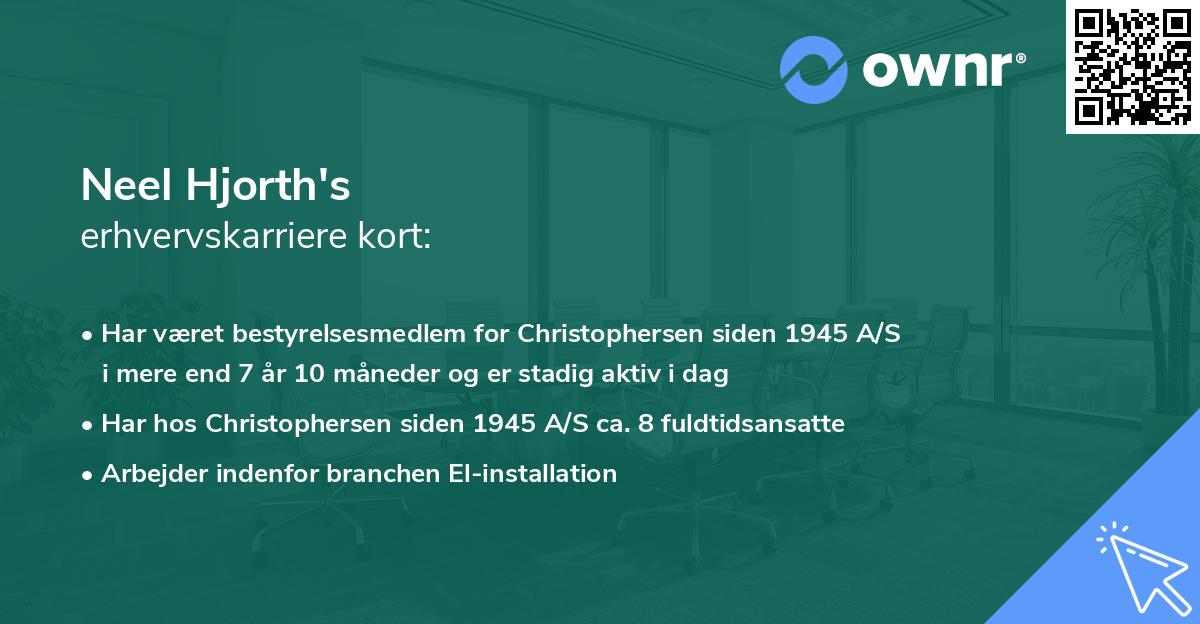 Neel Hjorth's erhvervskarriere kort